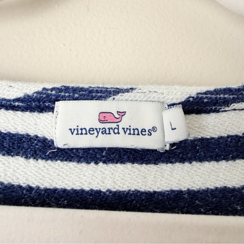 Vineyard Vines | Terry Cloth Above Knee Dress Nautical Striped Navy White Large - Picture 8 of 9